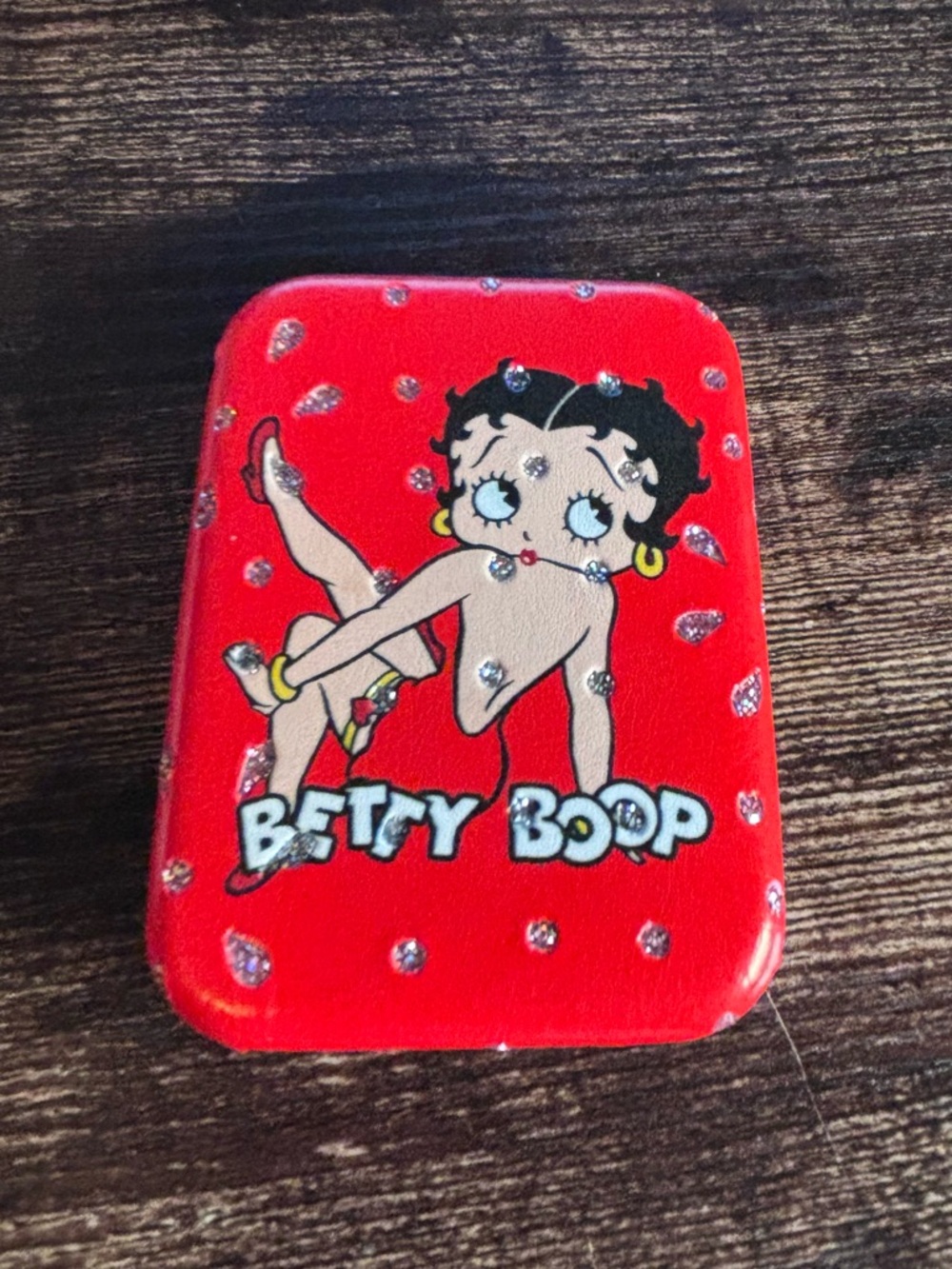 Betty‎ Boop Red Double Sided Compact Mirror with Rhinestone Accents